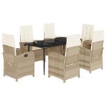 Casa si Gradina - Gradina si terasa - Mobilier exterior - Seturi mobila gradina - Set de masa pentru gradina, 7 piese, cu perne, bej, poliratan - Infinity.ro