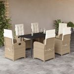 Casa si Gradina - Gradina si terasa - Mobilier exterior - Seturi mobila gradina - Set de masa pentru gradina, 7 piese, cu perne, bej, poliratan - Infinity.ro