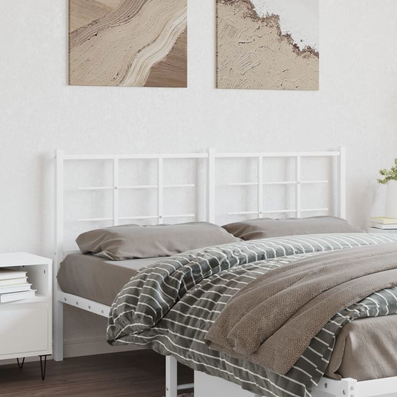 Casa si Gradina - Mobilier - Paturi si accesorii - Accesorii paturi - Tablie de pat metalica, alb, 150 cm - Infinity.ro