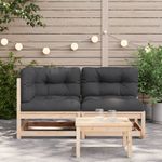Casa si Gradina - Gradina si terasa - Mobilier exterior - Canapele si fotolii gradina - Canapea de gradina cu 2 locuri, cu perne, lemn masiv pin, natural și negru - Infinity.ro