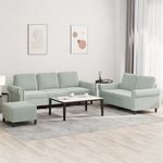Casa si Gradina - Mobilier - Seturi de mobilier - Seturi living - Set de canapele cu perne, 3 piese, gri deschis, catifea - Infinity.ro