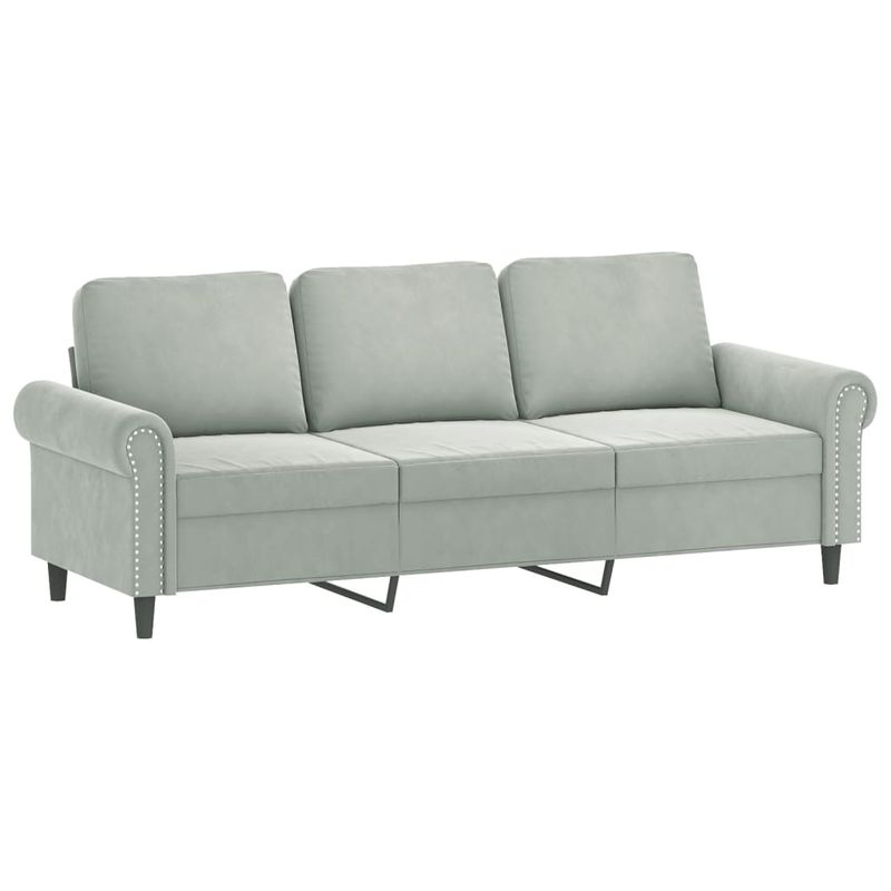 Casa si Gradina - Mobilier - Seturi de mobilier - Seturi living - Set de canapele cu perne, 3 piese, gri deschis, catifea - Infinity.ro