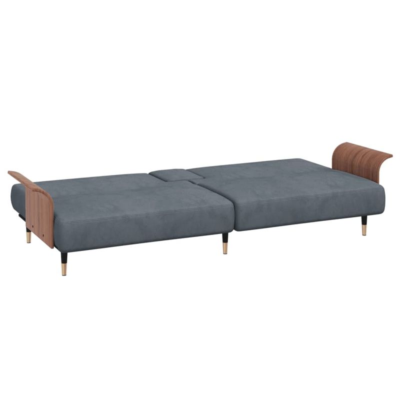 Casa si Gradina - Mobilier - Canapele si coltare - Canapele - Canapea extensibila cu suporturi de pahare, gri inchis, catifea - Infinity.ro