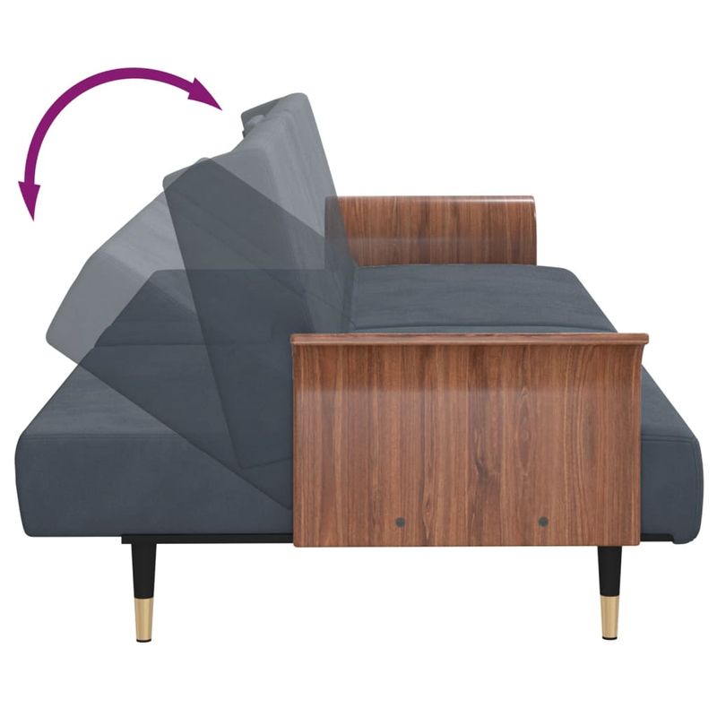 Casa si Gradina - Mobilier - Canapele si coltare - Canapele - Canapea extensibila cu suporturi de pahare, gri inchis, catifea - Infinity.ro