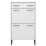 Casa si Gradina - Mobilier - Organizare si depozitare - Organizator incaltaminte - Pantofar cu picioare metalice „OSLO”, alb, lemn masiv pin - Infinity.ro