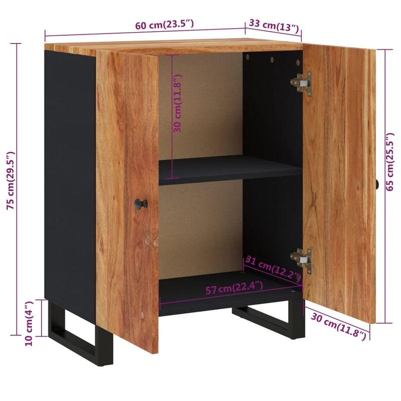 Casa si Gradina - Mobilier - Comode si corpuri - Comode - Servanta, 60x33x75 cm, lemn masiv de acacia - Infinity.ro