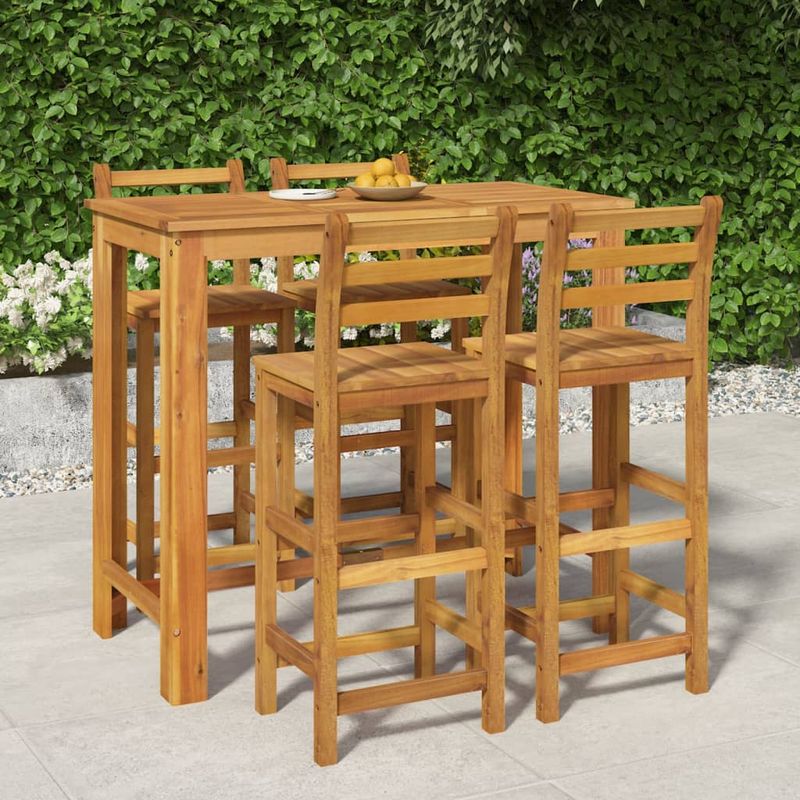 Casa si Gradina - Gradina si terasa - Mobilier exterior - Seturi mobila gradina - Set bar de gradina, 5 piese, lemn masiv de acacia - Infinity.ro