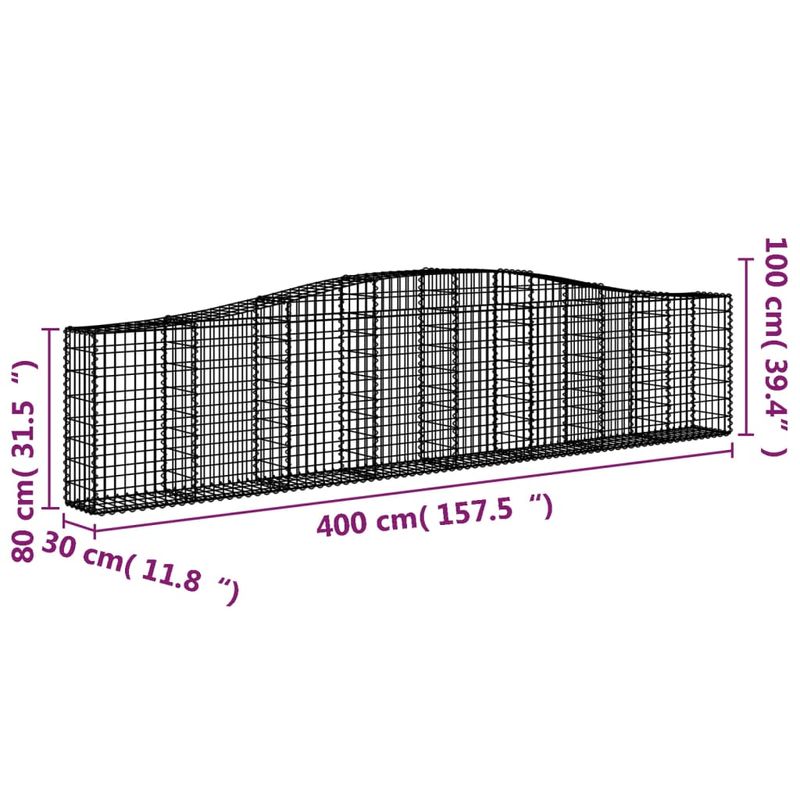 Casa si Gradina - Gradina si terasa - Garduri, panouri si accesorii - Cos gabion arcuit, 400x30x80/100 cm, fier galvanizat - Infinity.ro