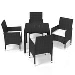 Casa si Gradina - Gradina si terasa - Mobilier exterior - Seturi mobila gradina - Set de masa pentru gradina cu perne, 5 piese, negru, poliratan - Infinity.ro