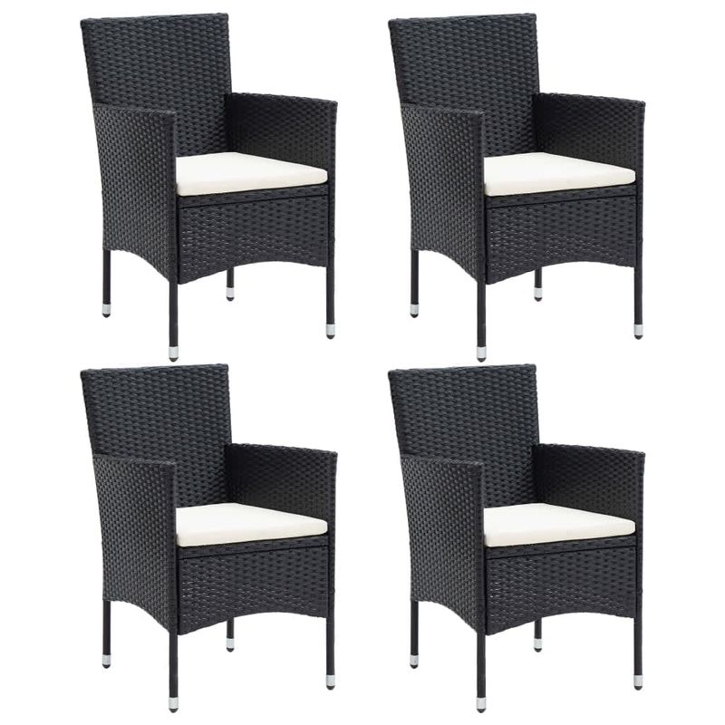 Casa si Gradina - Gradina si terasa - Mobilier exterior - Seturi mobila gradina - Set de masa pentru gradina cu perne, 5 piese, negru, poliratan - Infinity.ro