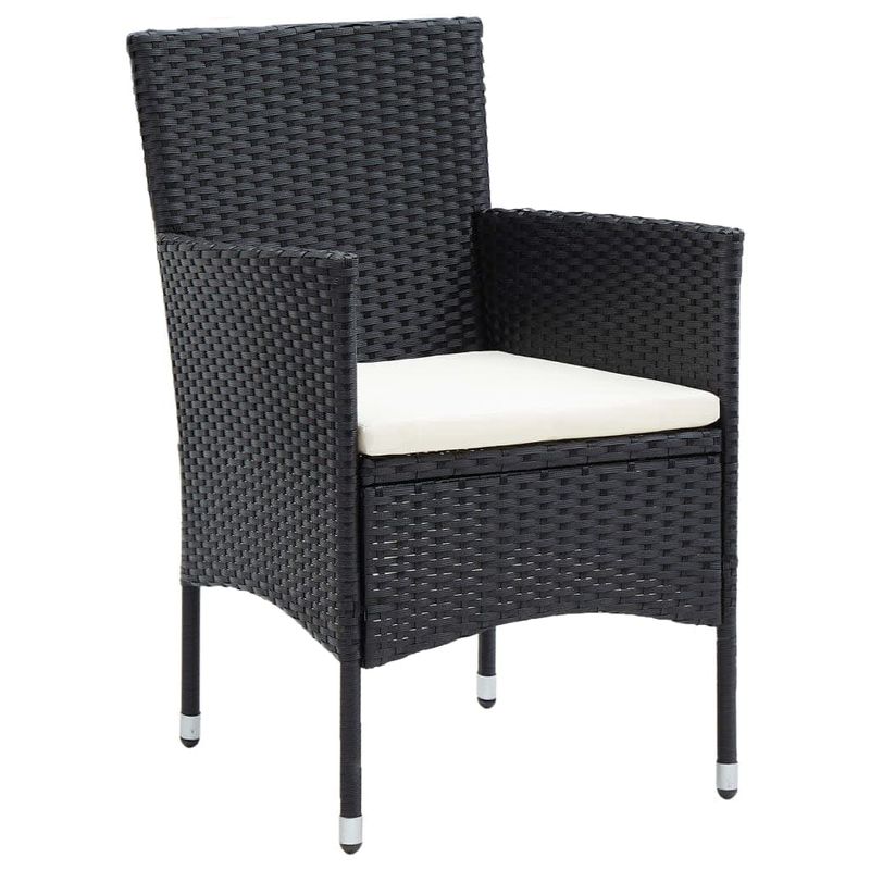 Casa si Gradina - Gradina si terasa - Mobilier exterior - Seturi mobila gradina - Set de masa pentru gradina cu perne, 5 piese, negru, poliratan - Infinity.ro