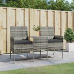 Casa si Gradina - Gradina si terasa - Mobilier exterior - Canapele si fotolii gradina - Canapea de gradina cu 2 locuri masa de ceai antracit poliratan - Infinity.ro
