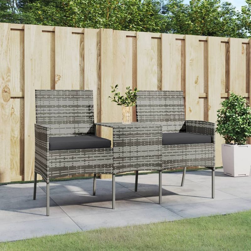 Casa si Gradina - Gradina si terasa - Mobilier exterior - Canapele si fotolii gradina - Canapea de gradina cu 2 locuri masa de ceai antracit poliratan - Infinity.ro