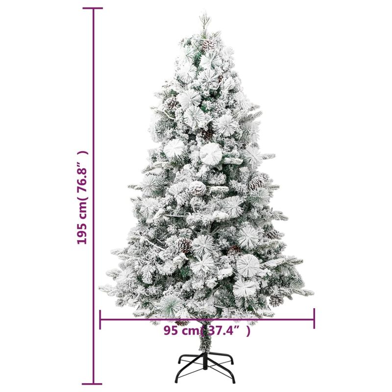 Casa si Gradina - Decoratiuni - Decoratiuni de sezon - Brad de Craciun pre-iluminat cu zapada & conuri, 195 cm, PVC&PE - Infinity.ro