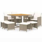 Casa si Gradina - Gradina si terasa - Mobilier exterior - Seturi mobila gradina - Set mobilier de exterior cu perne, 9 piese, bej, poliratan - Infinity.ro