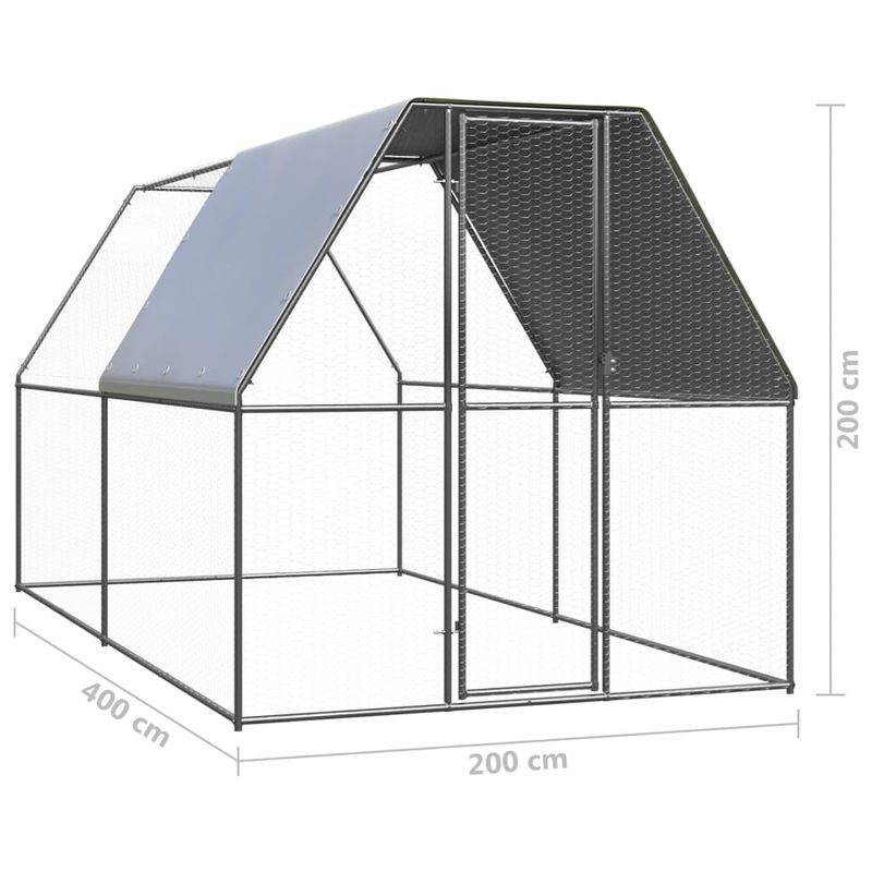 Petshop - Accesorii petshop - Culcusuri si custi - Custi interior si exterior - Cotet de exterior pentru pasari, 2x4x2 m, otel zincat - Infinity.ro