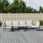 Casa si Gradina - Gradina si terasa - Mobilier exterior - Seturi mobila gradina - Set mobilier de gradina cu perne nisipii, 7 piese, otel, model 4x mijloc + 2x scaun + masă - Infinity.ro