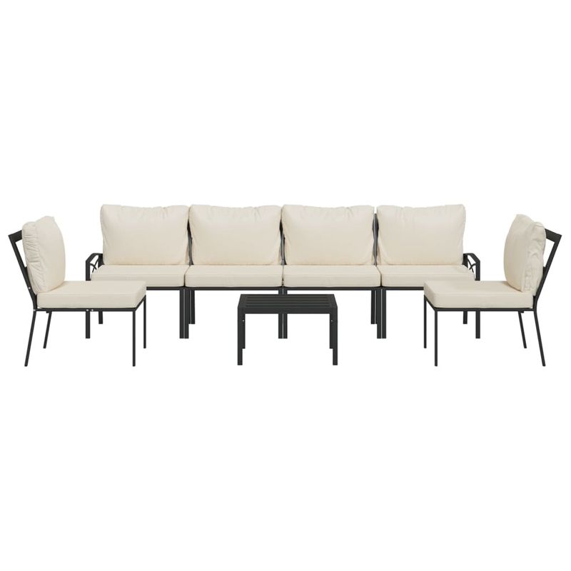 Casa si Gradina - Gradina si terasa - Mobilier exterior - Seturi mobila gradina - Set mobilier de gradina cu perne nisipii, 7 piese, otel, model 4x mijloc + 2x scaun + masă - Infinity.ro