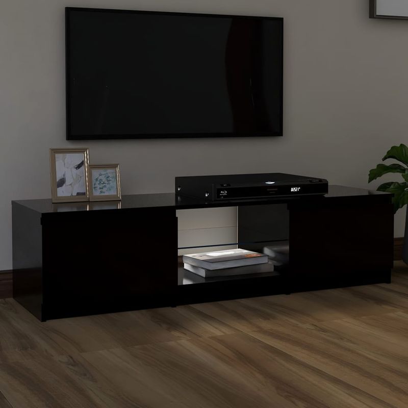 Casa si Gradina - Mobilier - Comode si corpuri - Comode - Comoda TV cu lumini LED, negru, 140x40x35,5 cm - Infinity.ro