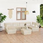 Casa si Gradina - Gradina si terasa - Mobilier exterior - Canapele si fotolii gradina - Canapea de gradina din paleti, 7 piese, lemn de molid tratat, model 2x colț + 4x mijloc + masă - Infinity.ro