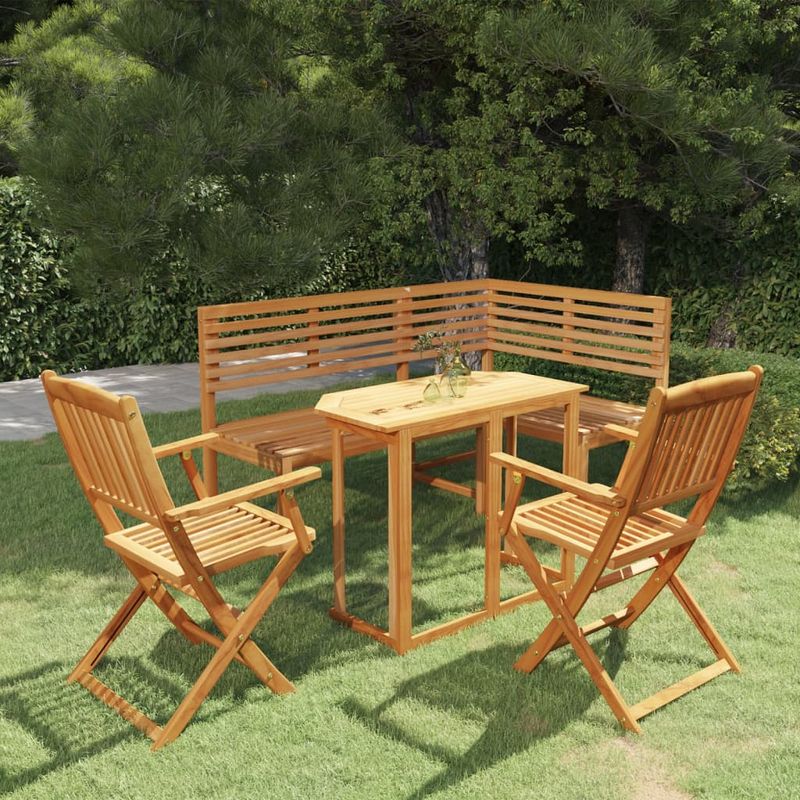 Casa si Gradina - Gradina si terasa - Mobilier exterior - Seturi mobila gradina - Set mobilier bistro, 4 piese, lemn masiv de acacia, model cu cotieră" - Infinity.ro