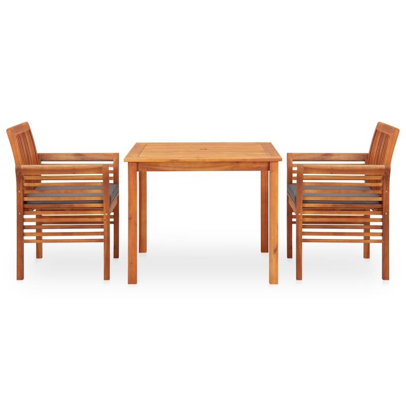 Casa si Gradina - Gradina si terasa - Mobilier exterior - Seturi mobila gradina - Set mobilier de exterior cu perne 3 piese, lemn masiv de acacia, gri - Infinity.ro