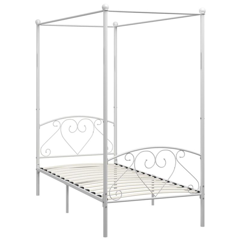 Casa si Gradina - Mobilier - Paturi si accesorii - Paturi - Cadru de pat cu baldachin, alb, 90 x 200 cm, metal - Infinity.ro