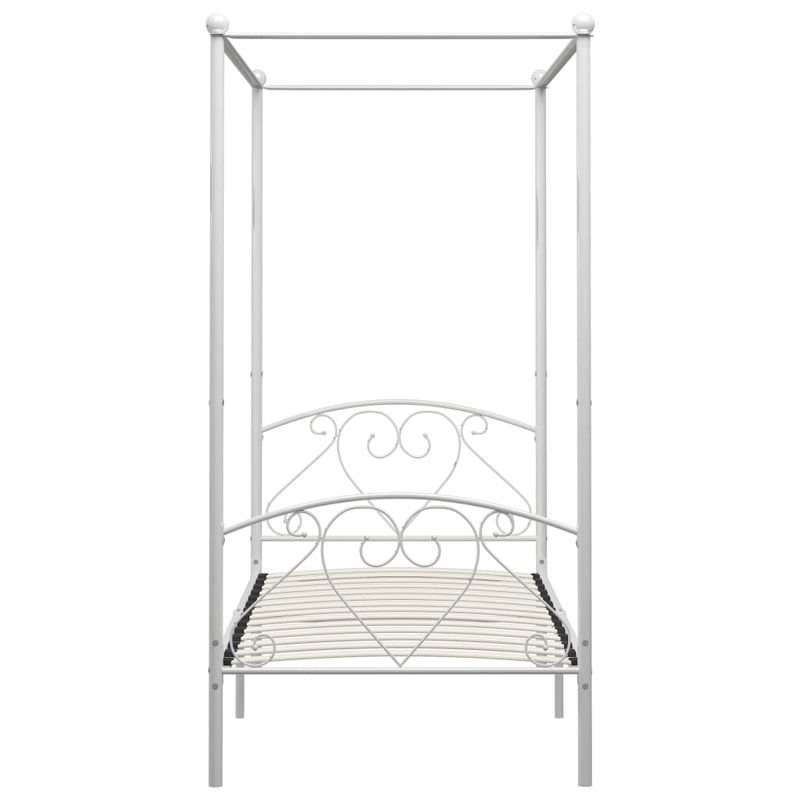 Casa si Gradina - Mobilier - Paturi si accesorii - Paturi - Cadru de pat cu baldachin, alb, 90 x 200 cm, metal - Infinity.ro