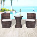 Casa si Gradina - Gradina si terasa - Mobilier exterior - Seturi mobila gradina - Set mobilier bistro cu perne, 3 piese, maro, poliratan - Infinity.ro