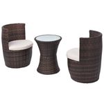 Casa si Gradina - Gradina si terasa - Mobilier exterior - Seturi mobila gradina - Set mobilier bistro cu perne, 3 piese, maro, poliratan - Infinity.ro