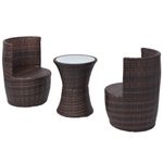 Casa si Gradina - Gradina si terasa - Mobilier exterior - Seturi mobila gradina - Set mobilier bistro cu perne, 3 piese, maro, poliratan - Infinity.ro