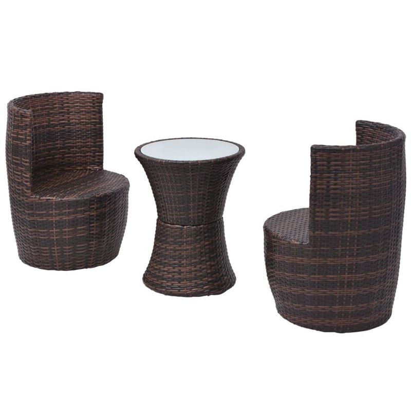 Casa si Gradina - Gradina si terasa - Mobilier exterior - Seturi mobila gradina - Set mobilier bistro cu perne, 3 piese, maro, poliratan - Infinity.ro