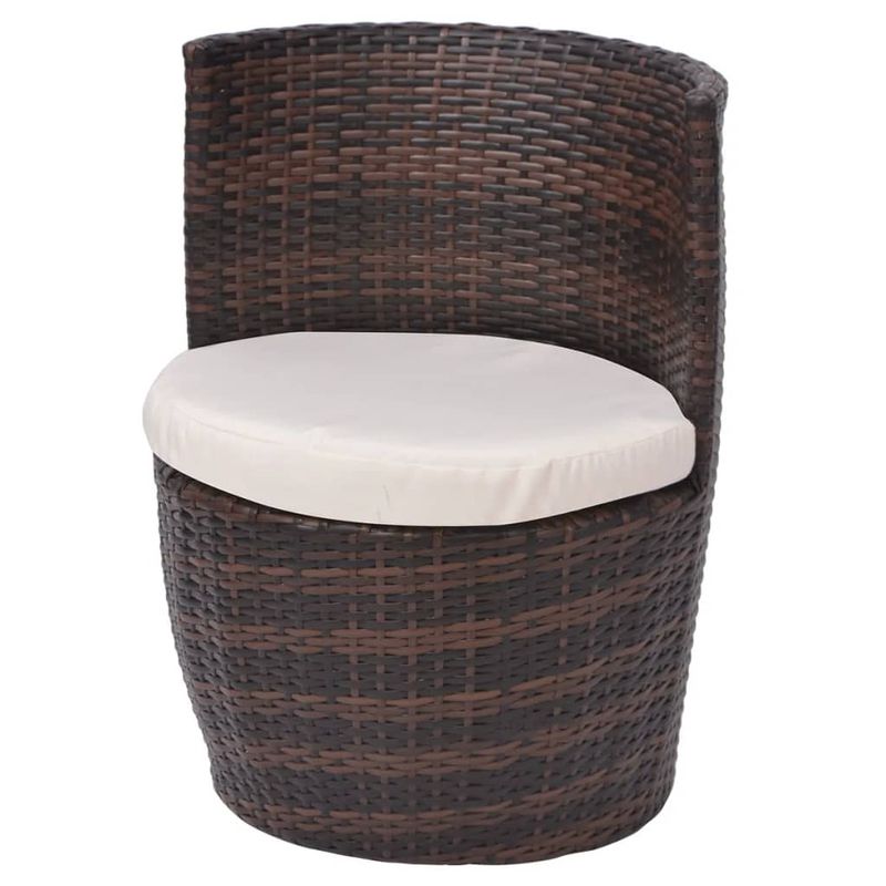 Casa si Gradina - Gradina si terasa - Mobilier exterior - Seturi mobila gradina - Set mobilier bistro cu perne, 3 piese, maro, poliratan - Infinity.ro