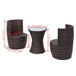 Casa si Gradina - Gradina si terasa - Mobilier exterior - Seturi mobila gradina - Set mobilier bistro cu perne, 3 piese, maro, poliratan - Infinity.ro