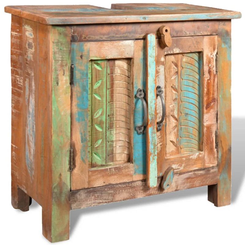 Casa si Gradina - Mobilier - Seturi de mobilier - Seturi baie - Set dulap de baie din lemn masiv reciclat, cu oglinda - Infinity.ro