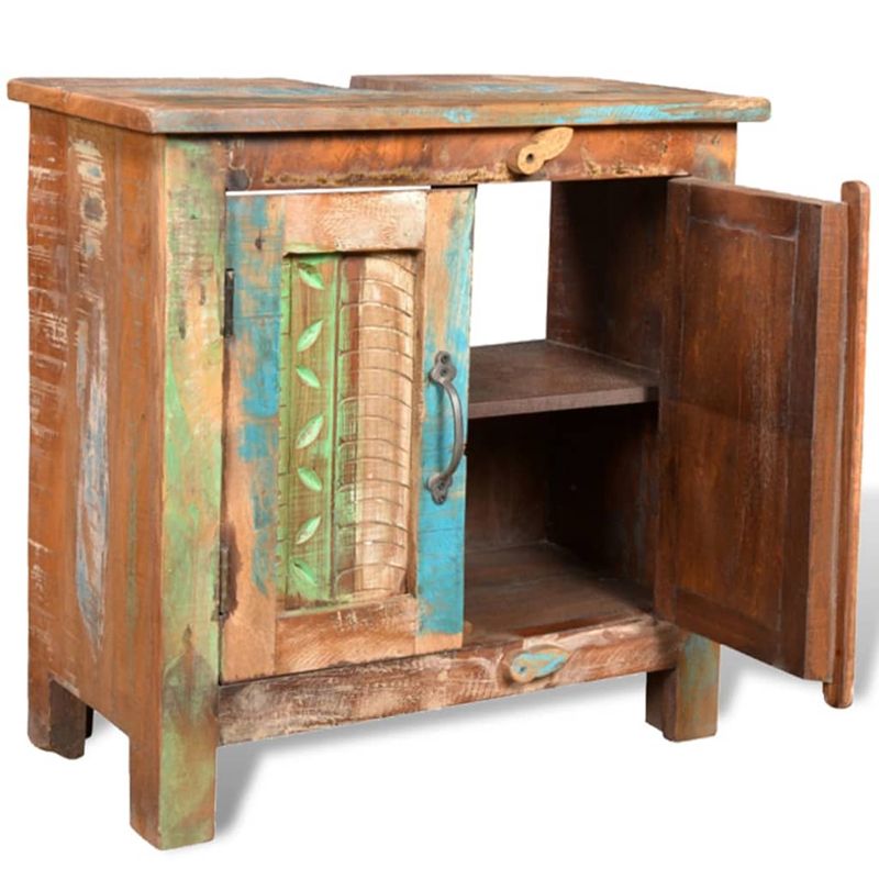 Casa si Gradina - Mobilier - Seturi de mobilier - Seturi baie - Set dulap de baie din lemn masiv reciclat, cu oglinda - Infinity.ro