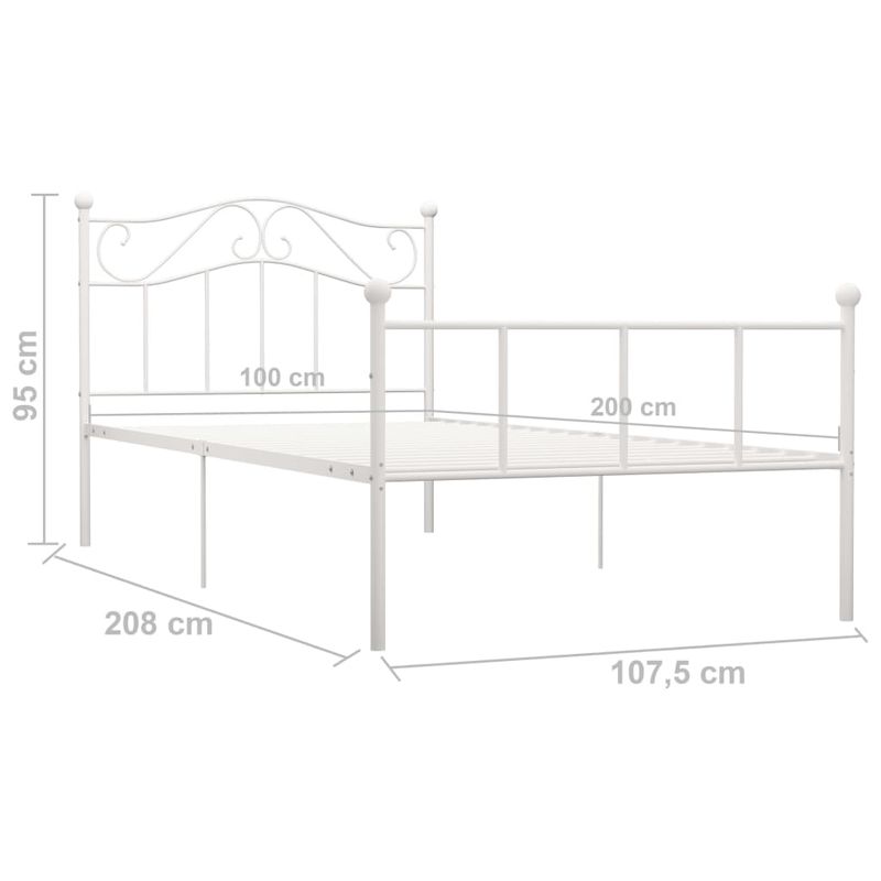 Casa si Gradina - Mobilier - Paturi si accesorii - Paturi - Cadru de pat, alb, 100 x 200 cm, metal - Infinity.ro
