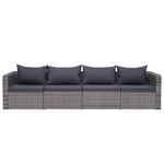 Casa si Gradina - Gradina si terasa - Mobilier exterior - Canapele si fotolii gradina - Canapele de colt pentru gradina, 4 piese, gri, poliratan - Infinity.ro