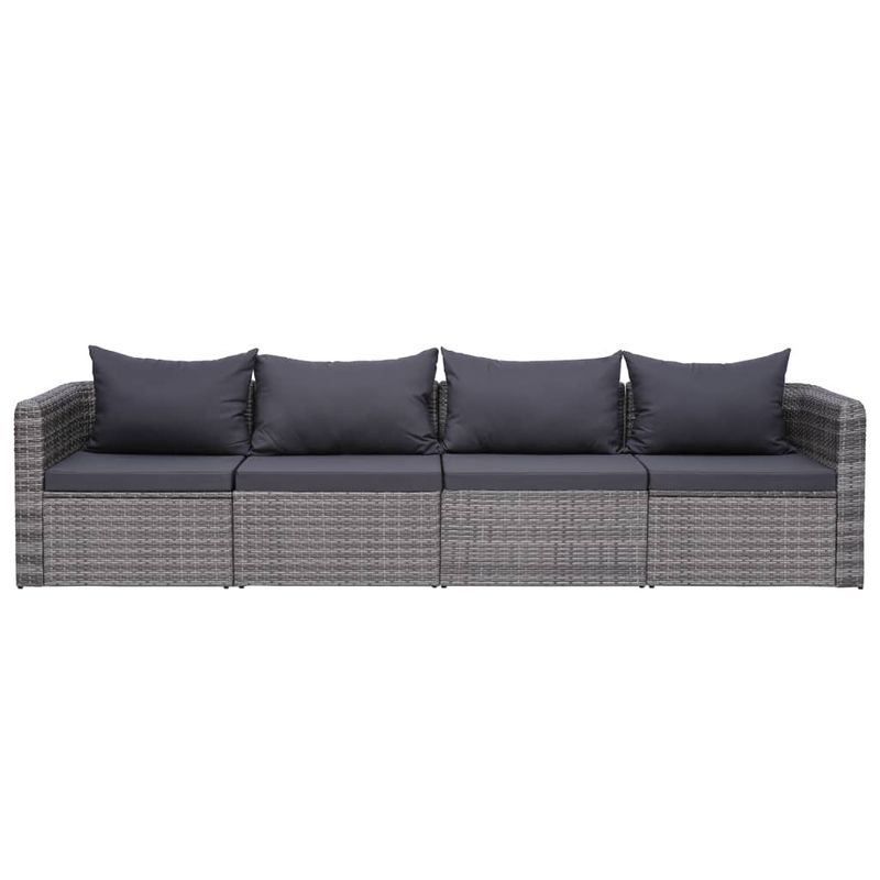 Casa si Gradina - Gradina si terasa - Mobilier exterior - Canapele si fotolii gradina - Canapele de colt pentru gradina, 4 piese, gri, poliratan - Infinity.ro