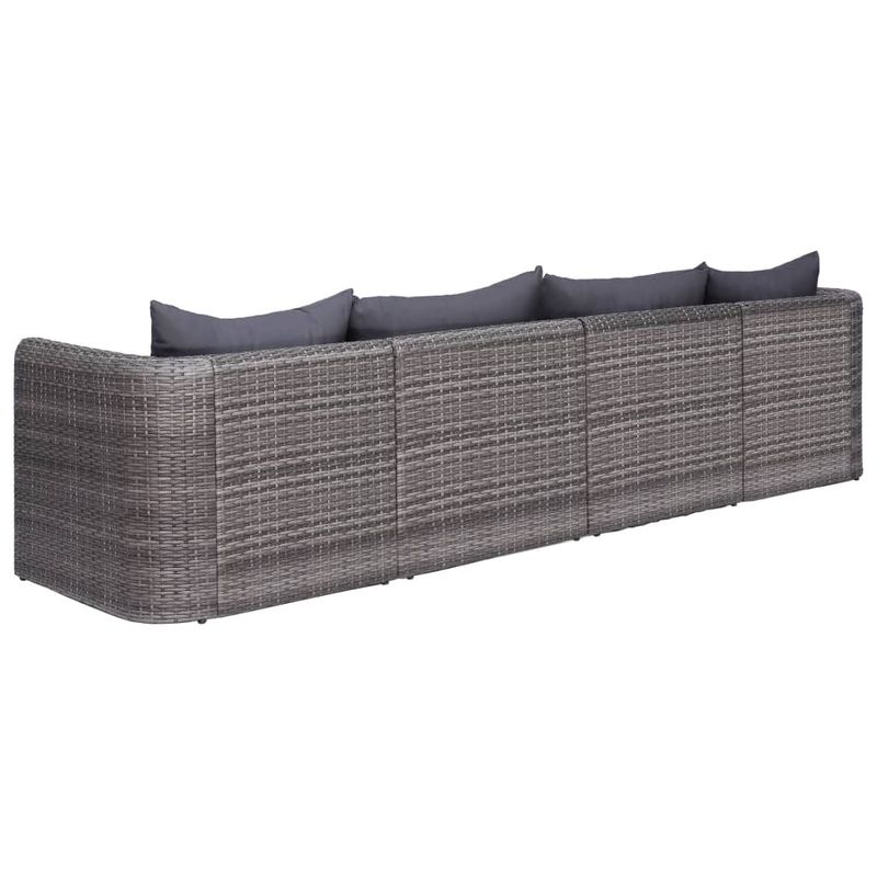 Casa si Gradina - Gradina si terasa - Mobilier exterior - Canapele si fotolii gradina - Canapele de colt pentru gradina, 4 piese, gri, poliratan - Infinity.ro