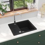 Casa si Gradina - Sanitare - Chiuveta bucatarie si accesorii - Chiuvete bucatarie - Chiuveta de bucatarie din granit cu o cuva, negru - Infinity.ro
