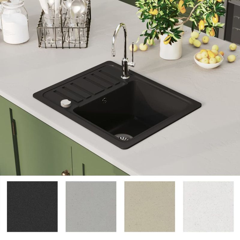 Casa si Gradina - Sanitare - Chiuveta bucatarie si accesorii - Chiuvete bucatarie - Chiuveta de bucatarie din granit cu o cuva, negru - Infinity.ro