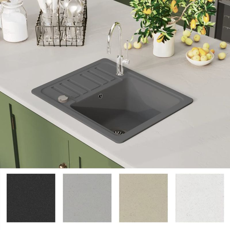 Casa si Gradina - Sanitare - Chiuveta bucatarie si accesorii - Chiuvete bucatarie - Chiuveta de bucatarie din granit cu o cuva, gri - Infinity.ro