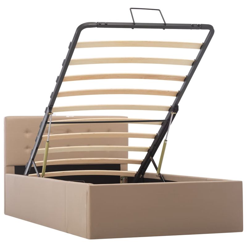 Casa si Gradina - Mobilier - Paturi si accesorii - Paturi - Cadru pat hidraulic cu lada cappuccino 90x200cm piele ecologica - Infinity.ro