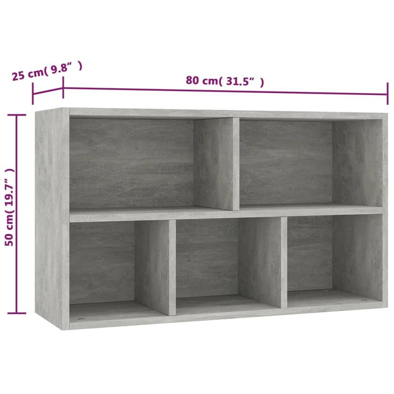 Casa si Gradina - Mobilier - Biblioteci si rafturi - Biblioteci - Biblioteca/Servanta, gri beton, 50x25x80 cm, PAL - Infinity.ro