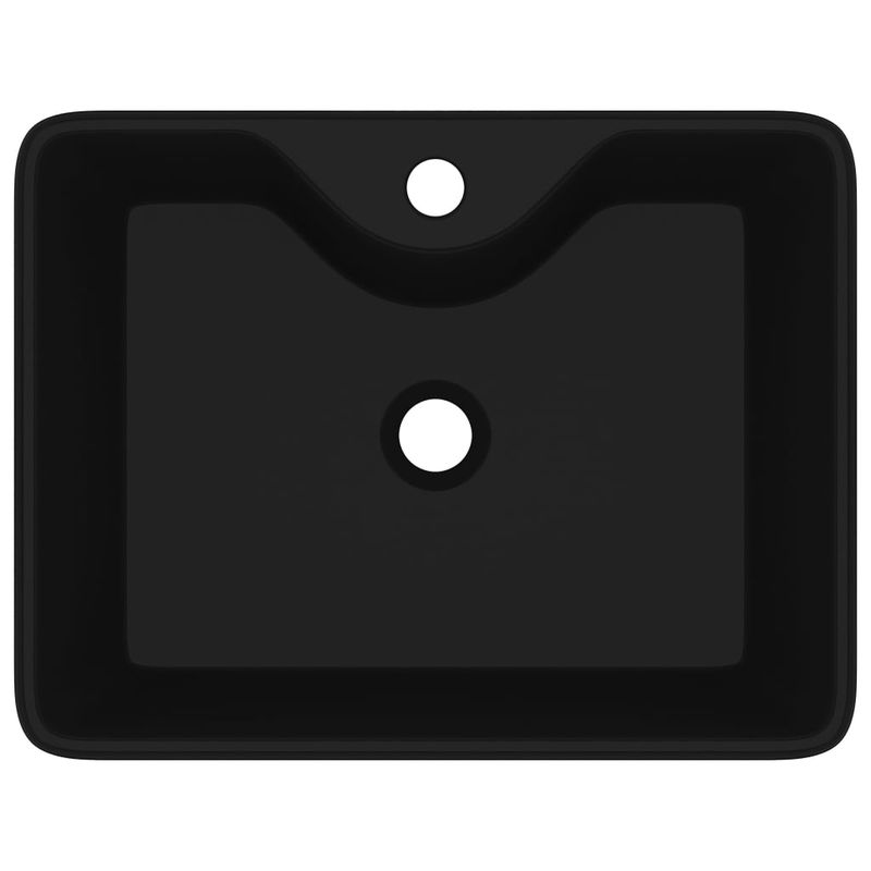 Casa si Gradina - Sanitare - Lavoar baie si accesorii - Lavoare si piedestale - Chiuveta de baie patrata din ceramica cu gaura pentru robinet, negru - Infinity.ro