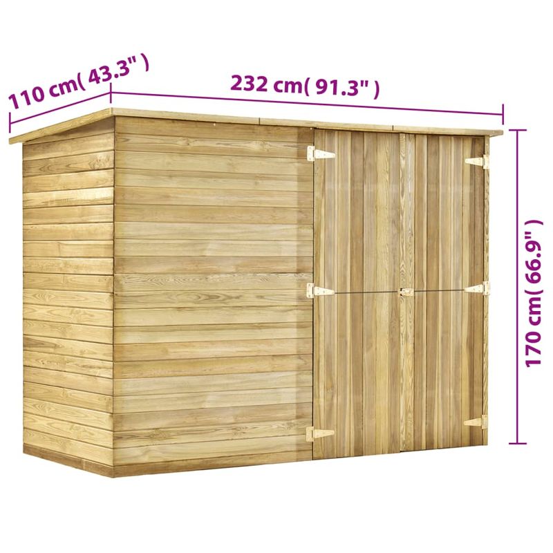Casa si Gradina - Gradina si terasa - Casute de gradina - Magazie unelte de gradina, 232x110x170 cm, lemn pin tratat - Infinity.ro