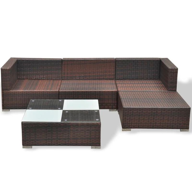 Casa si Gradina - Gradina si terasa - Mobilier exterior - Seturi mobila gradina - Set mobilier de gradina cu perne, 5 piese, maro, poliratan - Infinity.ro