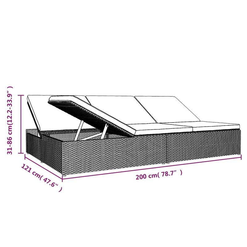Casa si Gradina - Gradina si terasa - Mobilier exterior - Scaune si sezlonguri gradina - Sezlong/canapea rabatabila cu perne, maro, poliratan - Infinity.ro