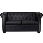 Casa si Gradina - Mobilier - Canapele si coltare - Canapele - Canapea Chesterfield cu 2 si 3 locuri, piele artificiala, negru - Infinity.ro